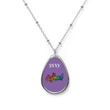 Oval Necklace — “Sexy Is Earned” Inspirational Teardrop Pendant