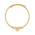 Engravable Heart Cuff Bracelet — Personalized Name/Date Stainless Steel Bangle (Silver or Gold)