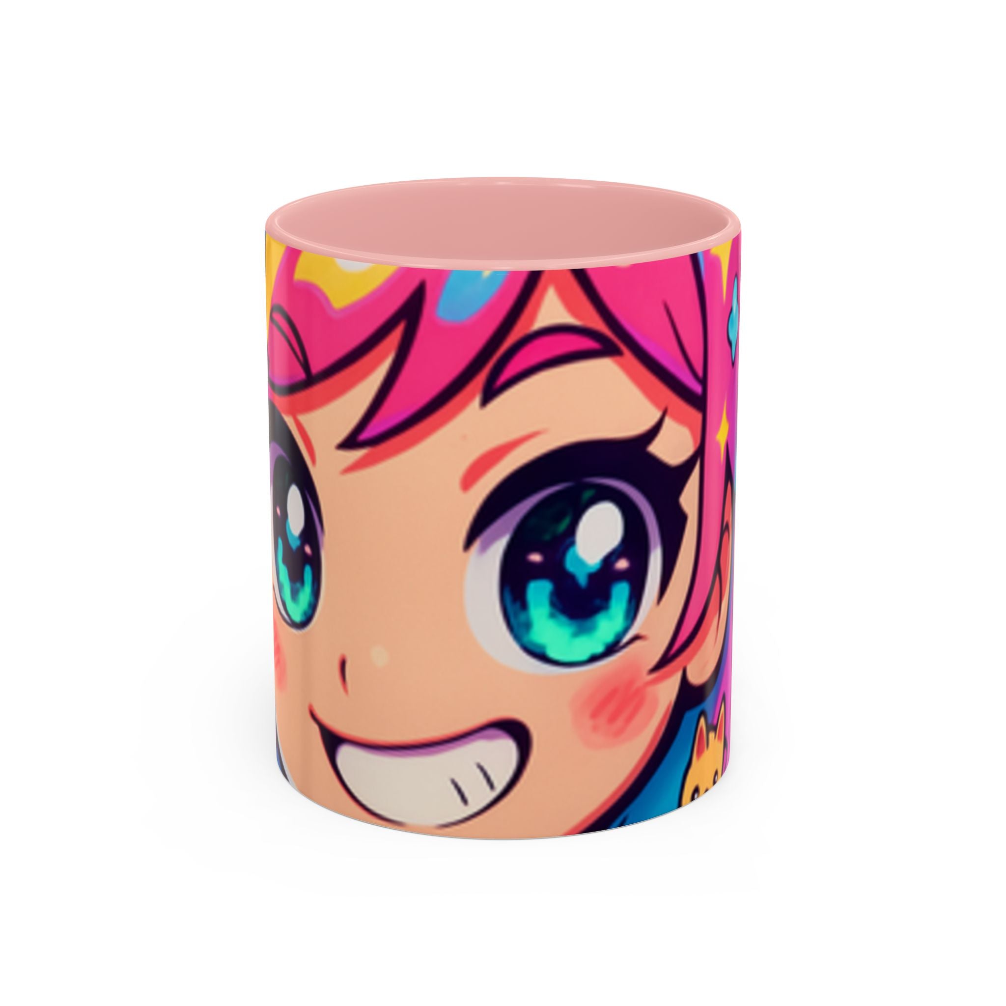 Vibrant Anime Inspired Coffee Mug, Cute Cat Lover Gift, Fun Kitchen Accessory, Bright Accent Mug for Daily Use, Whimsical Drinkware