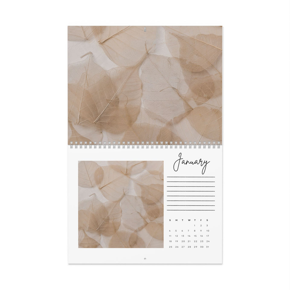 Neutral Leaf Art Wall Calendar | Monthly Planner Calendar