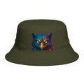 Tribal Geometric Owl Bucket Hat — Colorful Mountain Owl Face Print