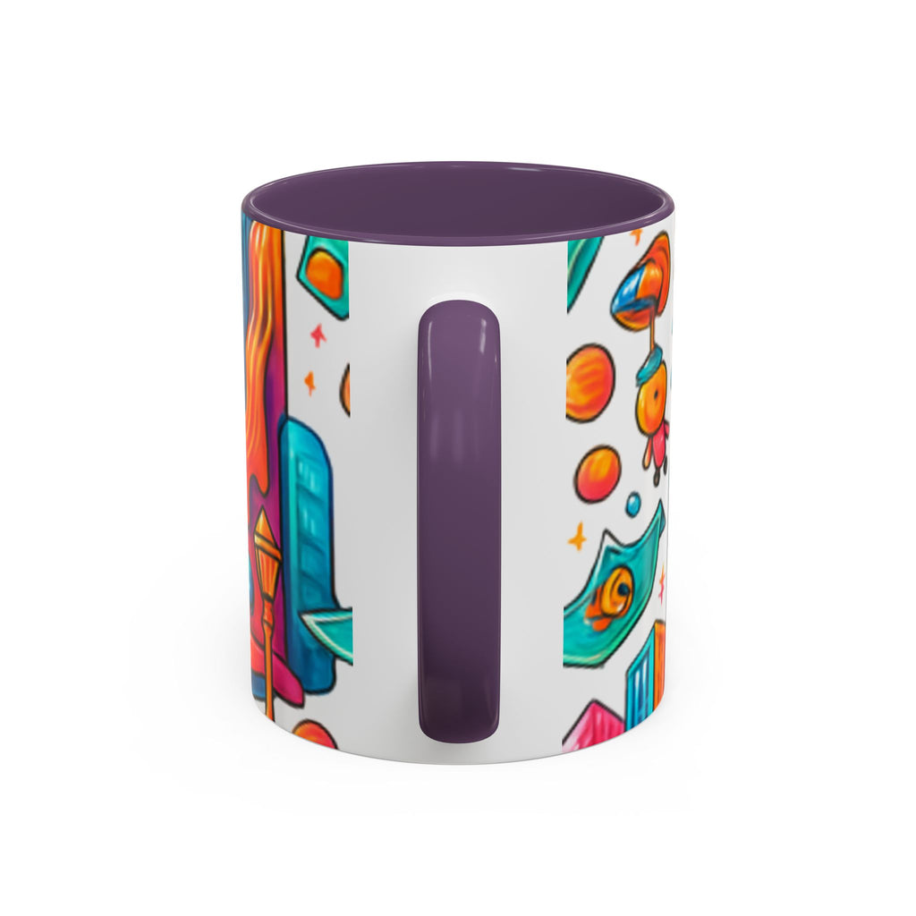 Colorful Cosmic Design Accent Coffee Mug | Cute Modern Cosmic Art