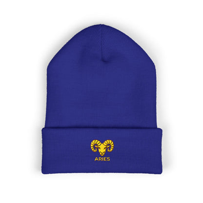 Aries Zodiac Embroidered Cuffed Beanie