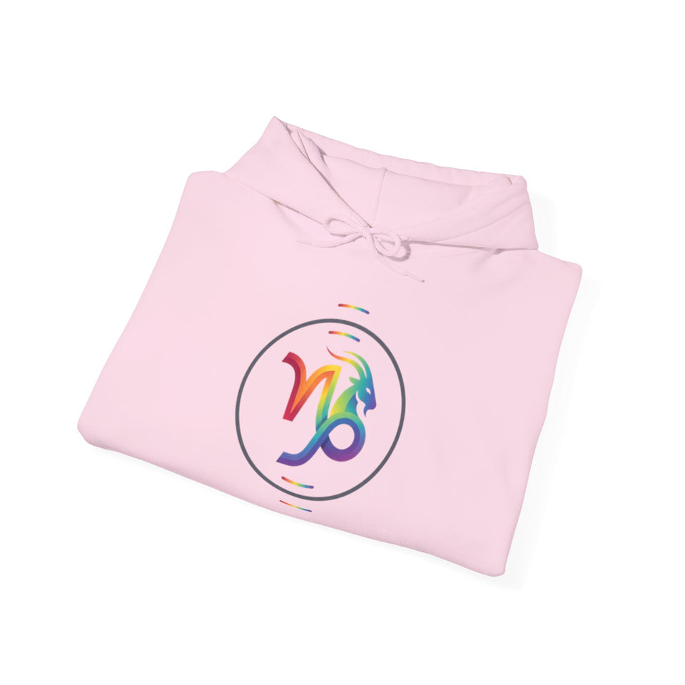 Capricorn Rainbow Zodiac Hoodie — Colorful Astrology Sweatshirt with Capricorn Symbol