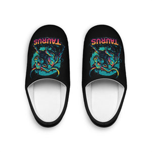 Men's Indoor Slippers — Neon Taurus Bull Graphic