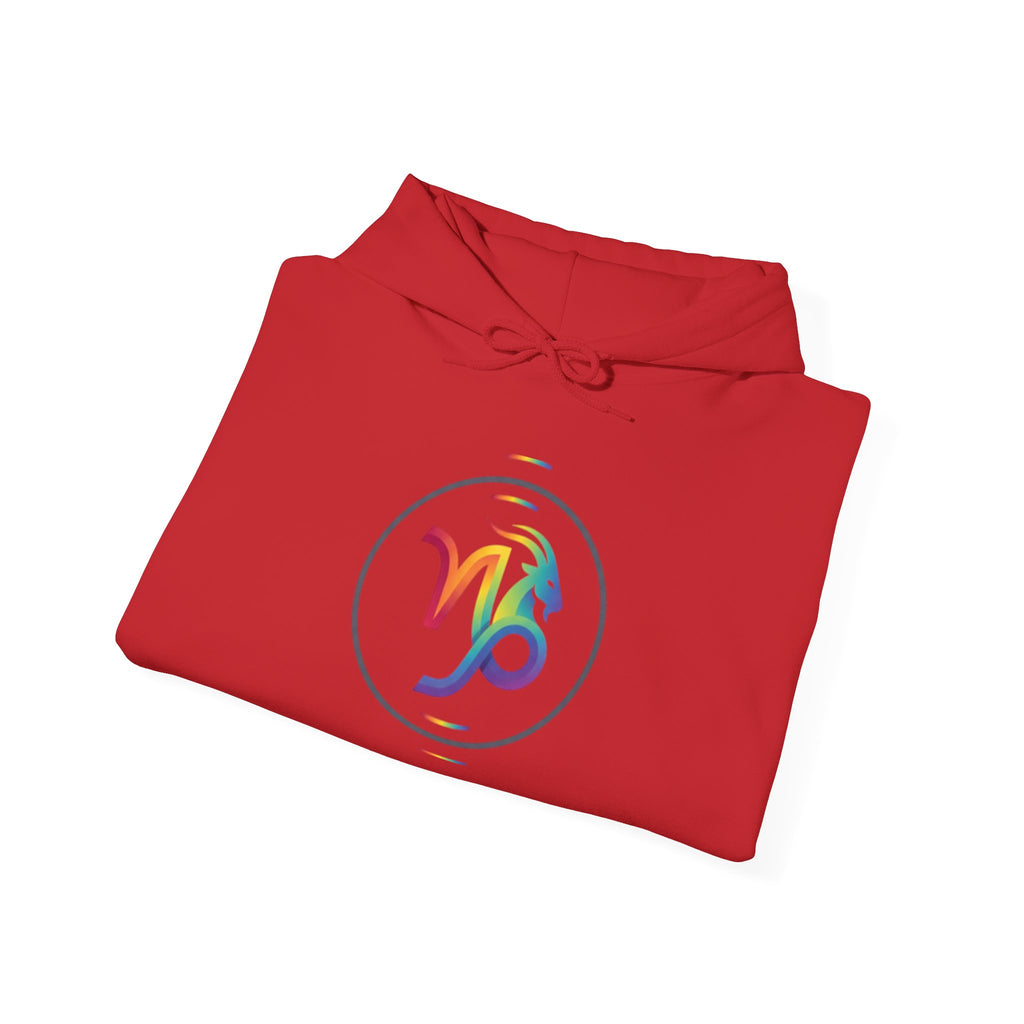 Capricorn Rainbow Zodiac Hoodie — Colorful Astrology Sweatshirt with Capricorn Symbol
