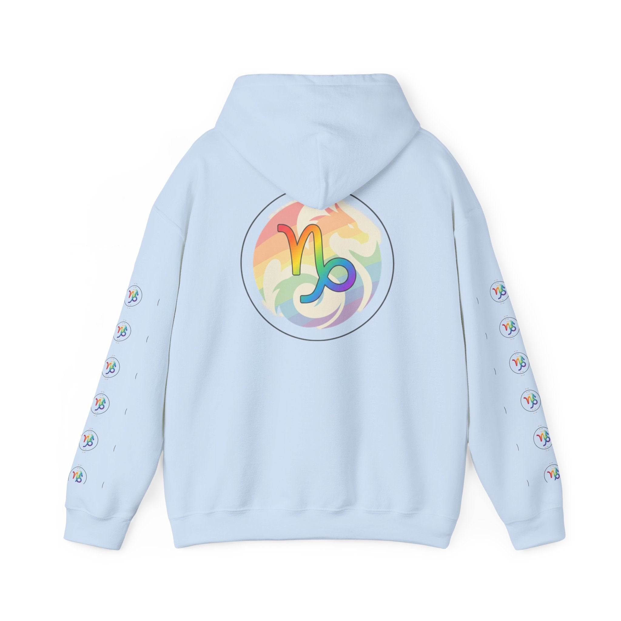 Capricorn Rainbow Zodiac Hoodie — Colorful Astrology Sweatshirt with Capricorn Symbol