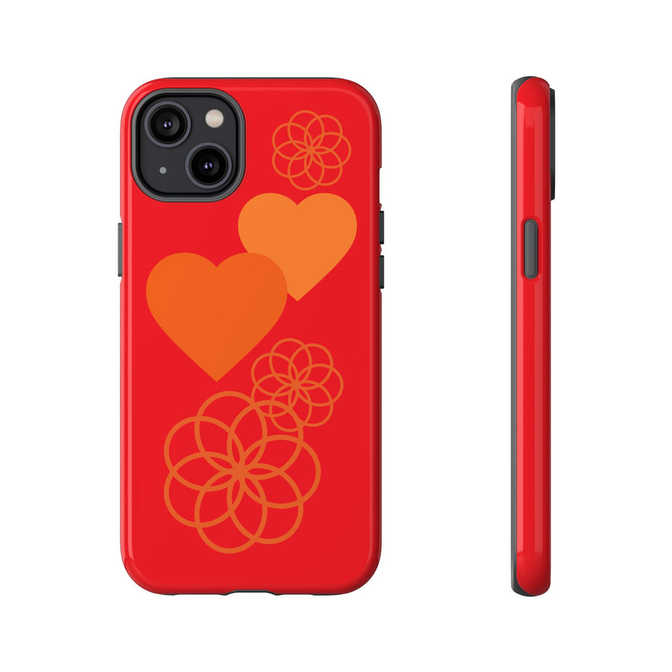 Stylish Phone Case with Floral Hearts Design, Tough Phone Cover, Unique Gift for Her, Trendy Accessories, Spring Vibe, Custom Cases