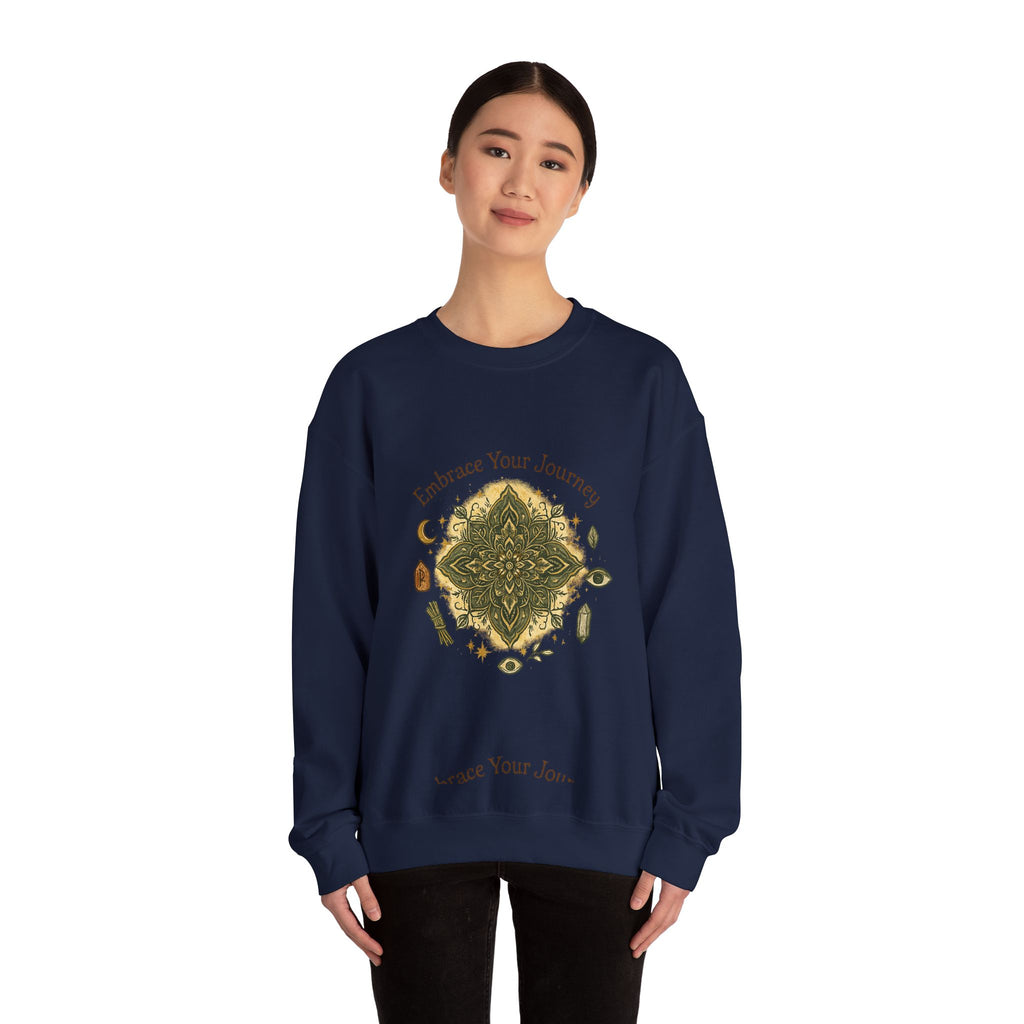 Embrace Your Journey Mandala Crewneck Sweatshirt | Boho Spiritual Meditation