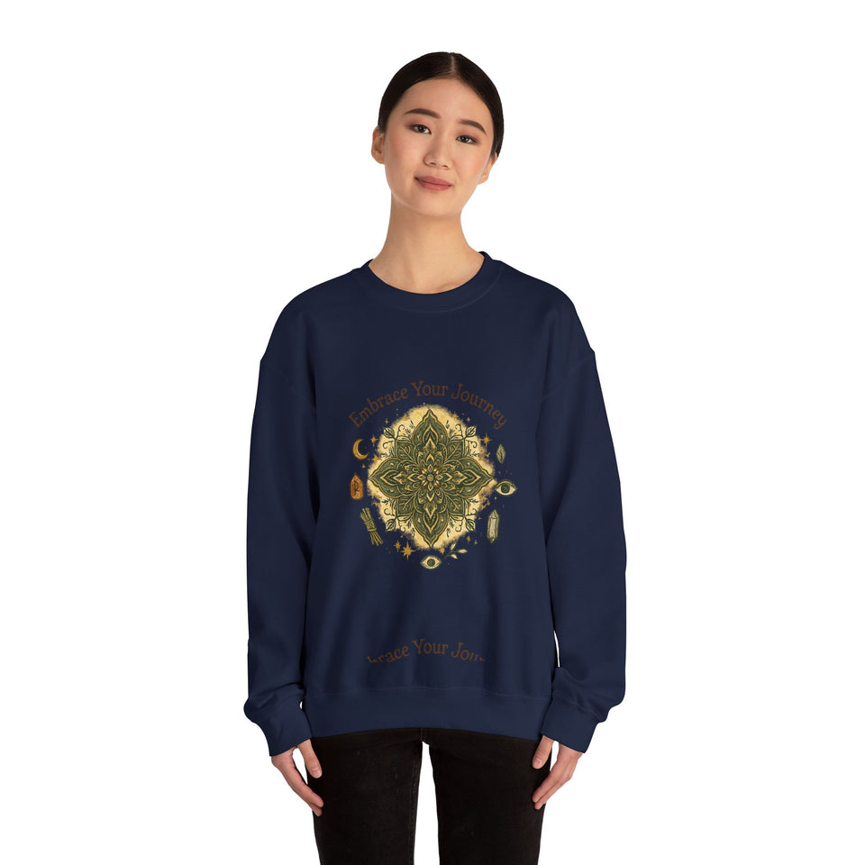 Embrace Your Journey Mandala Crewneck Sweatshirt | Boho Spiritual Meditation