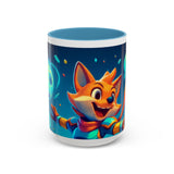 CartersLog Happy Fox Space Adventure Accent Coffee Mug – 11oz & 15oz Cute Cosmic Design