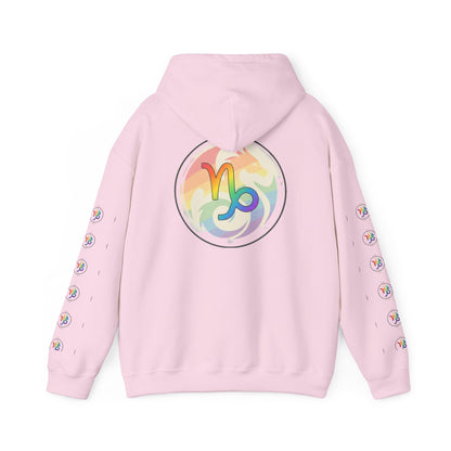 Capricorn Rainbow Zodiac Hoodie — Colorful Astrology Sweatshirt with Capricorn Symbol