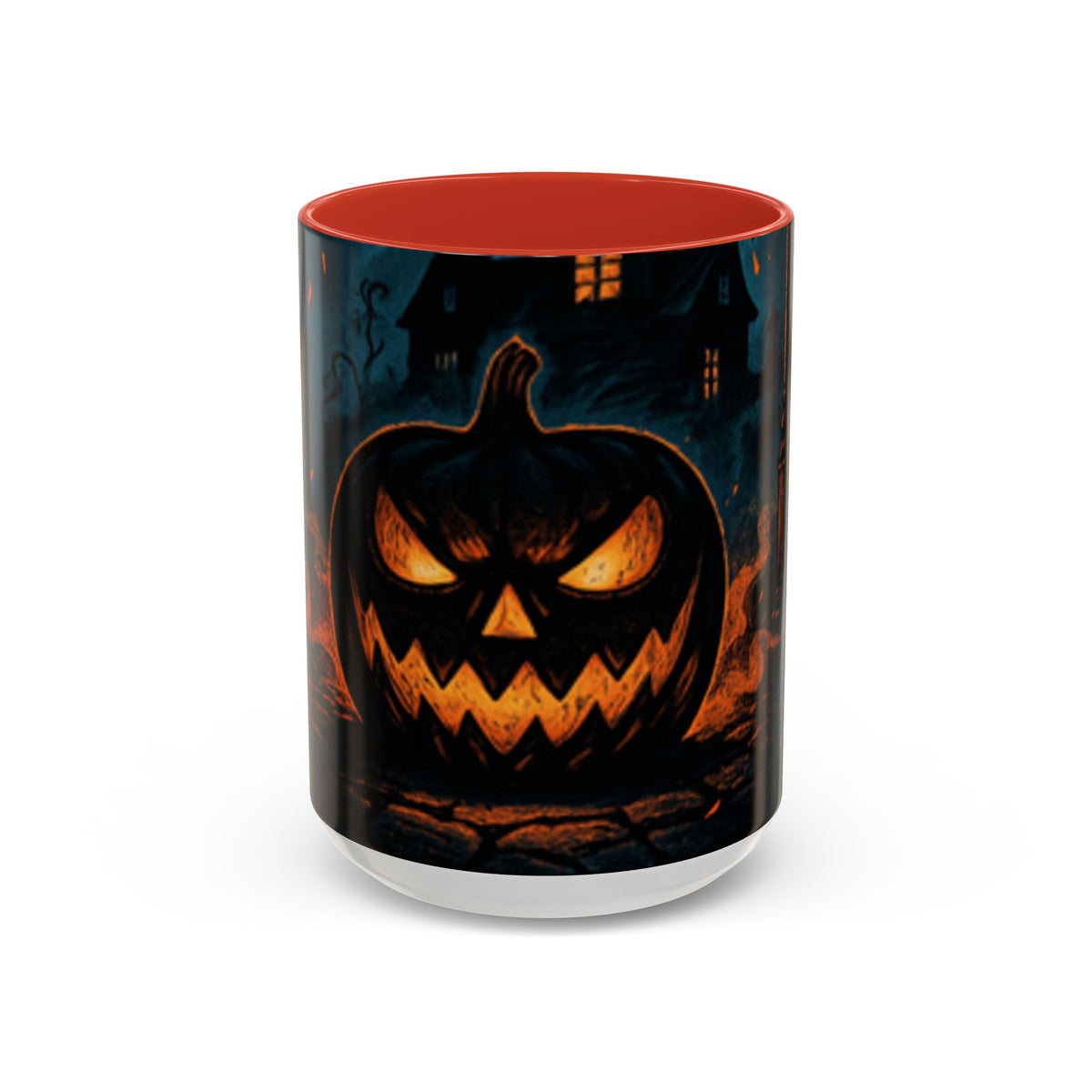 Spooky Pumpkin Coffee Accent Mug — Autumn Vibes Ceramic Coffee Cup (11/15 oz)