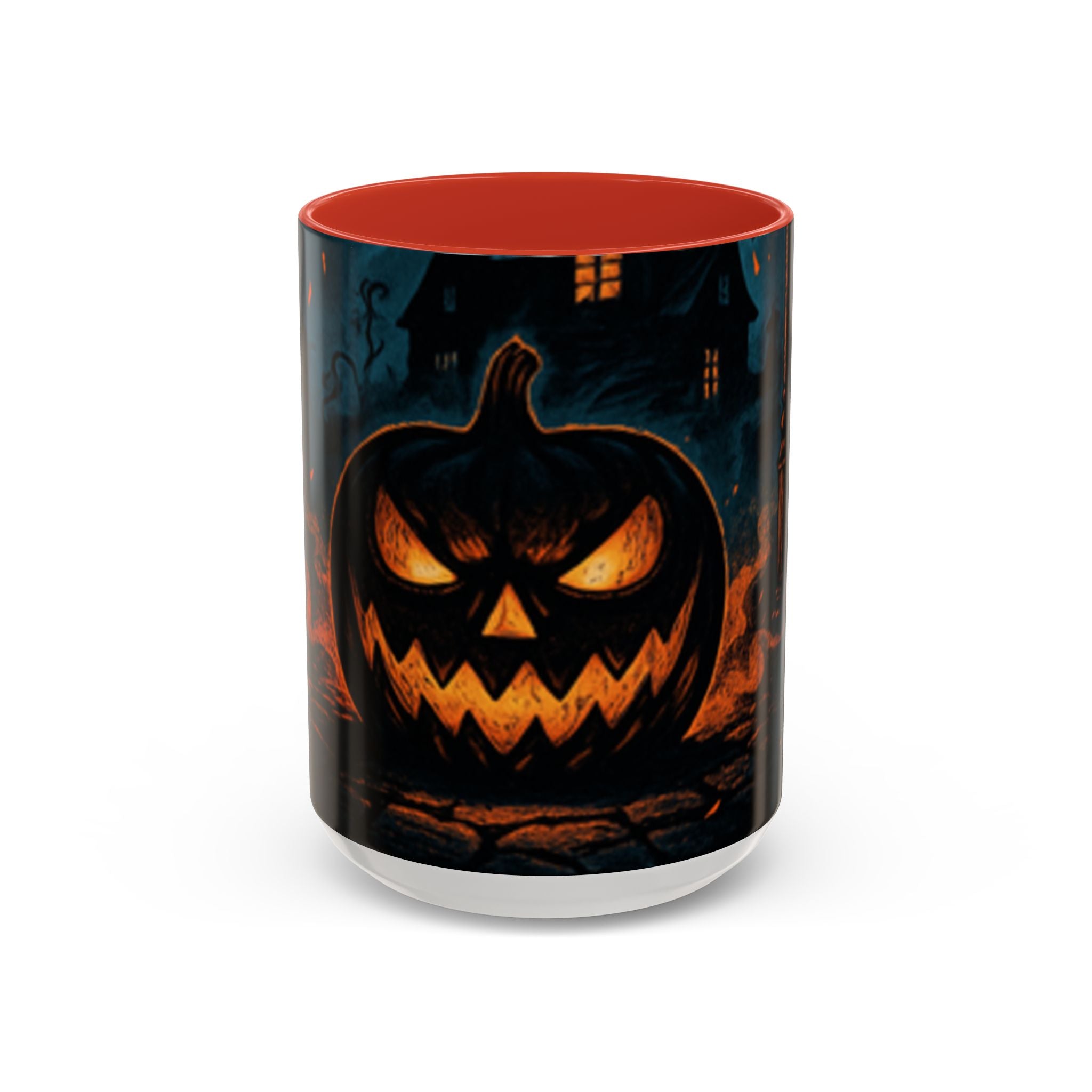 Spooky Pumpkin Coffee Accent Mug — Autumn Vibes Ceramic Coffee Cup (11/15 oz)