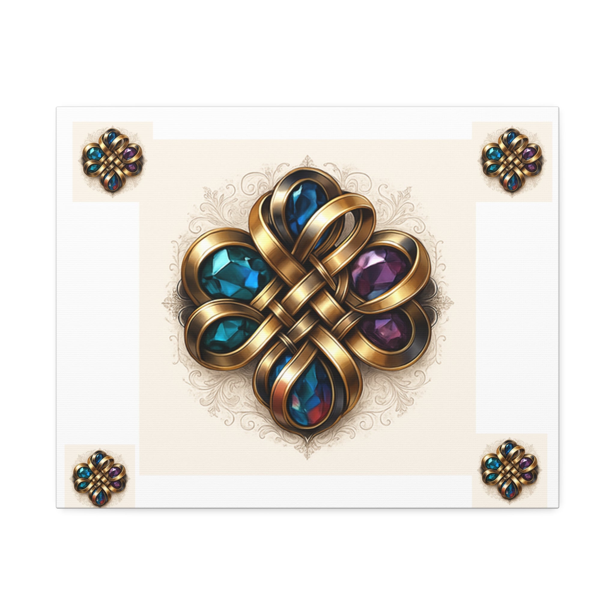 Canvas Wall Art, Elegant Gemstone Knot Design, Home Decor, Unique Gift, Art Print, Wall Hanging, Apartment Decor