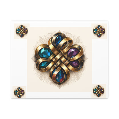 Canvas Wall Art, Elegant Gemstone Knot Design, Home Decor, Unique Gift, Art Print, Wall Hanging, Apartment Decor