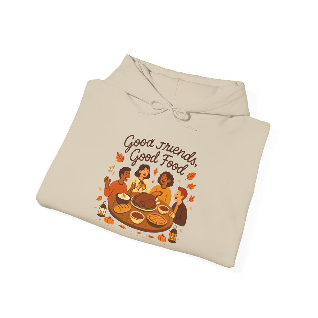 Good Friends Good Food hoodie | Group Dinner Illustration, Cozy Fall Sweatshirt