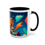 CartersLog Happy Fox Space Adventure Accent Coffee Mug – 11oz & 15oz Cute Cosmic Design