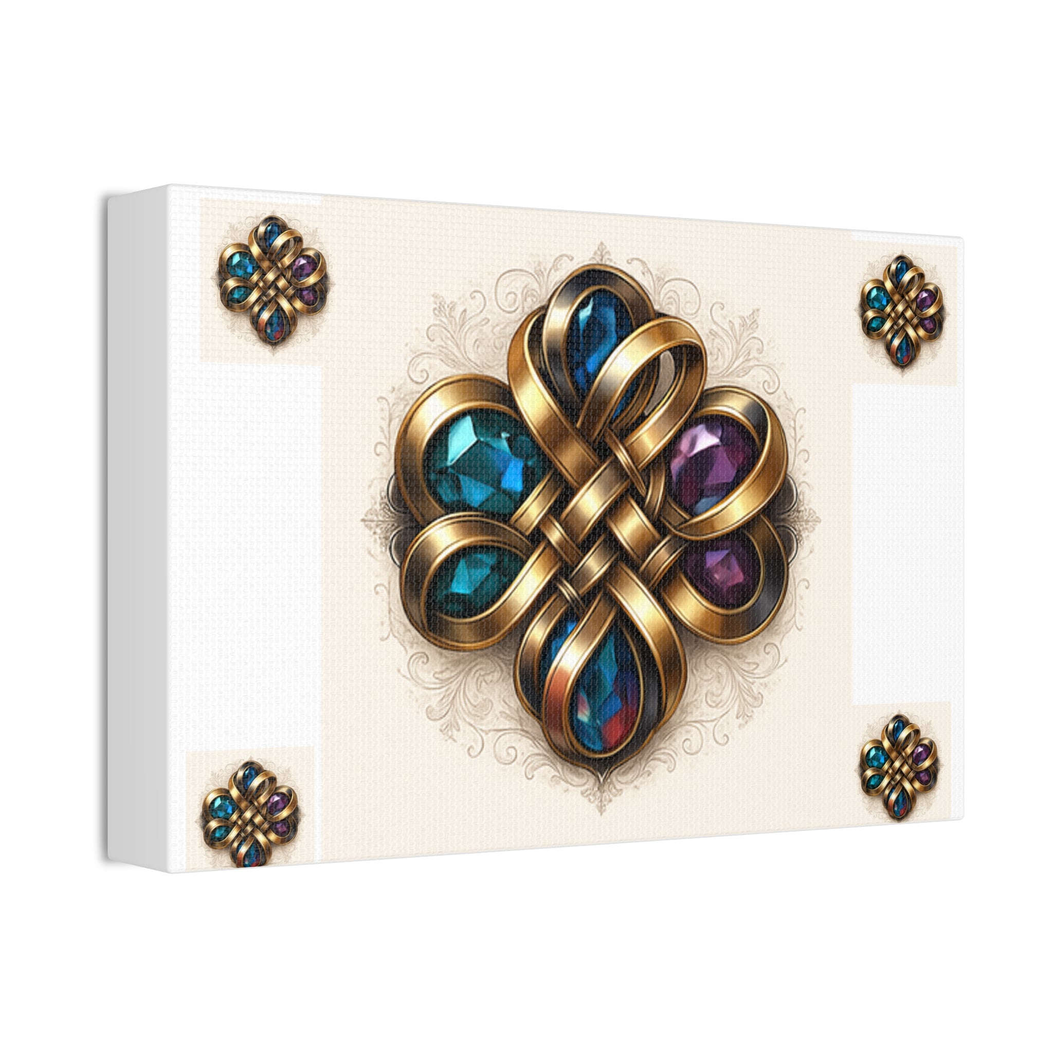 Canvas Wall Art, Elegant Gemstone Knot Design, Home Decor, Unique Gift, Art Print, Wall Hanging, Apartment Decor