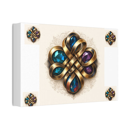 Canvas Wall Art, Elegant Gemstone Knot Design, Home Decor, Unique Gift, Art Print, Wall Hanging, Apartment Decor