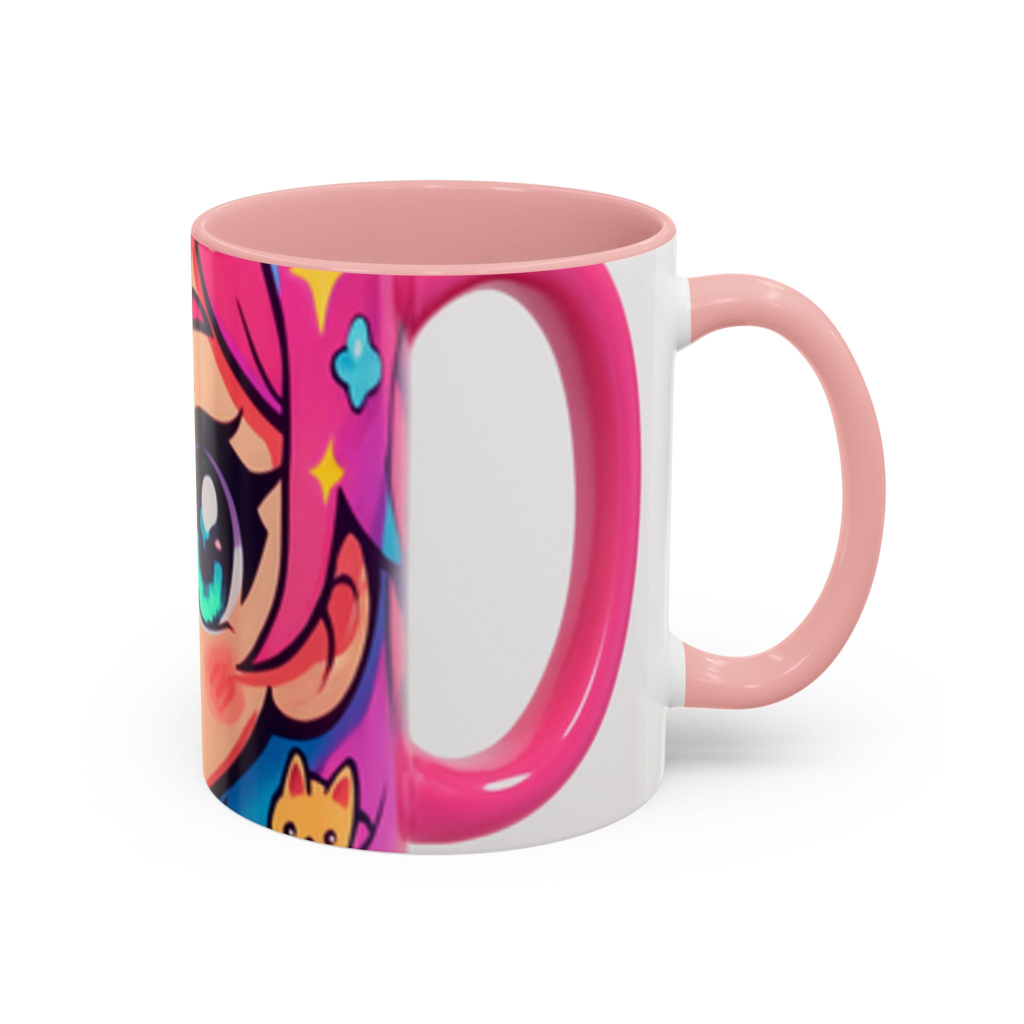 Vibrant Anime Inspired Coffee Mug, Cute Cat Lover Gift, Fun Kitchen Accessory, Bright Accent Mug for Daily Use, Whimsical Drinkware