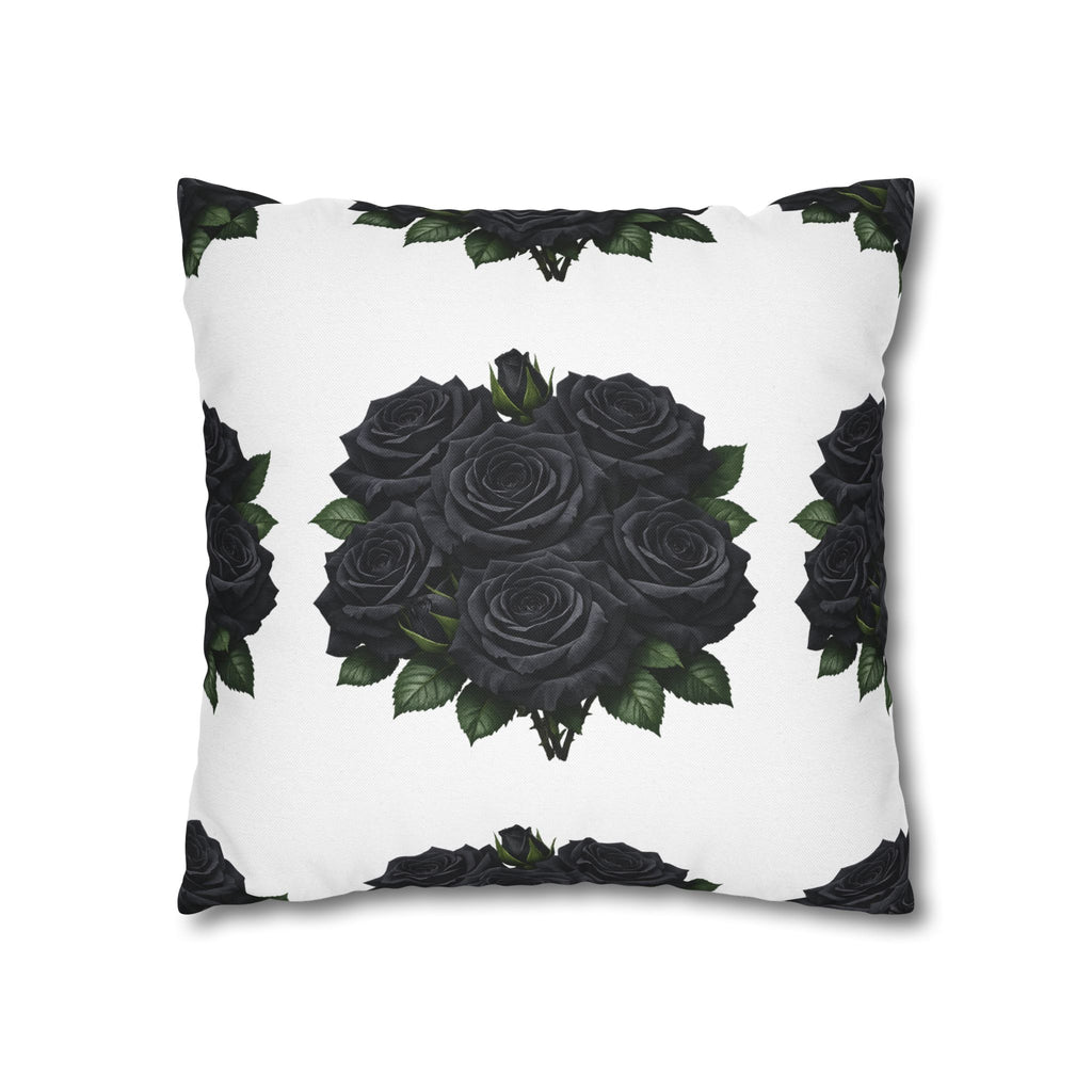 Red Rose Pattern Pillowcase — Floral Square Decorative Throw Pillow