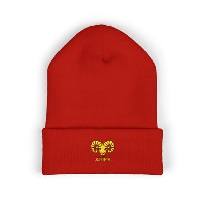 Aries Zodiac Embroidered Cuffed Beanie