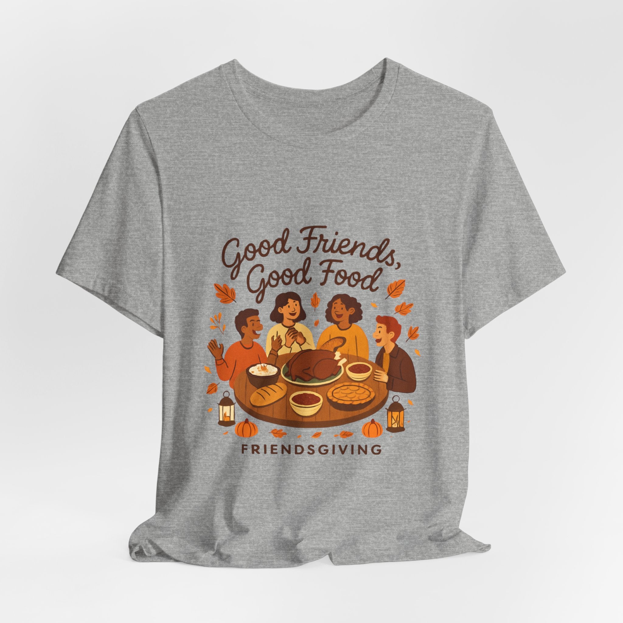 Good Friends Good Food Friendsgiving T-Shirt | Thanksgiving Friends Dinner Tee