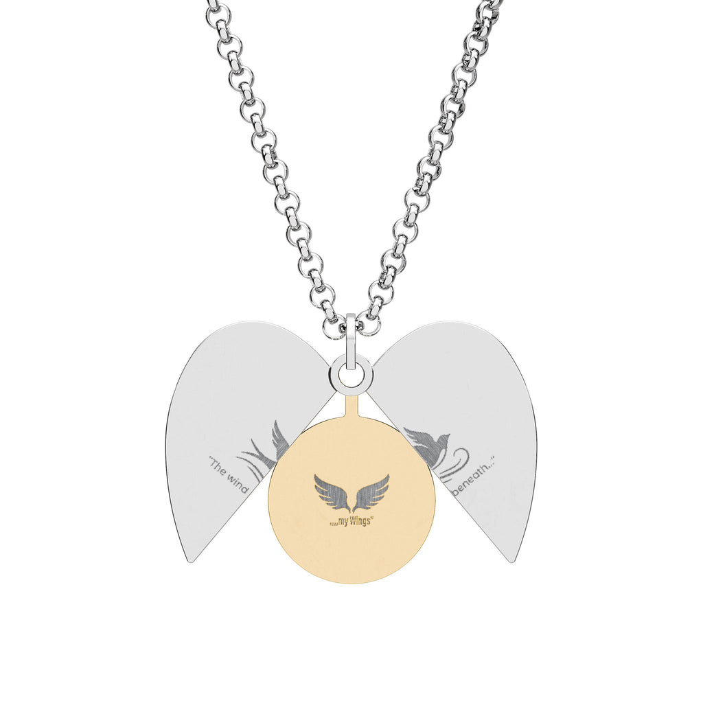 Hidden Message Heart Necklace — Engraved Secret Locket Pendant (Wing Charm)