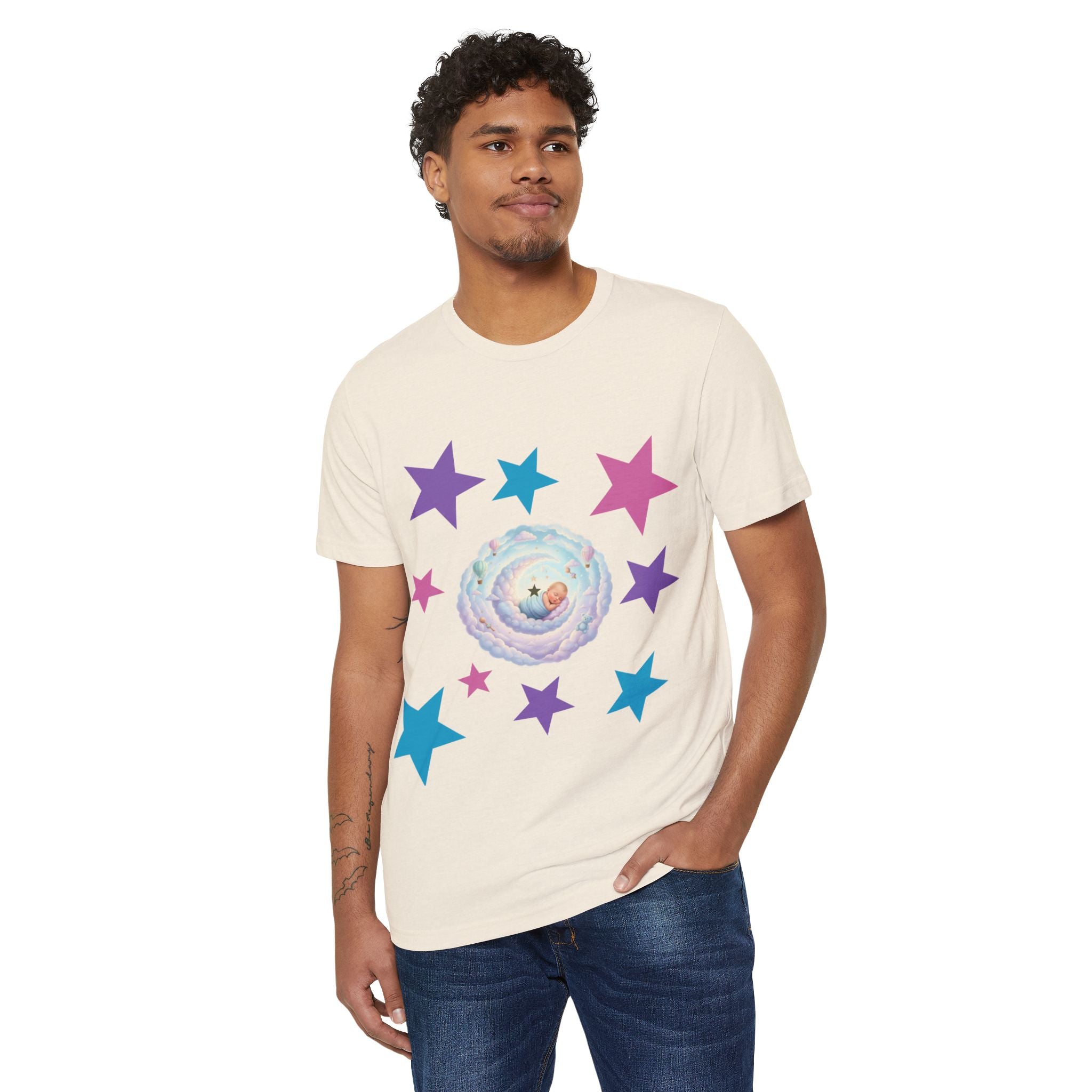 Personal Newborn Announcement T-Shirt | Nursery Moon Infant Illustration