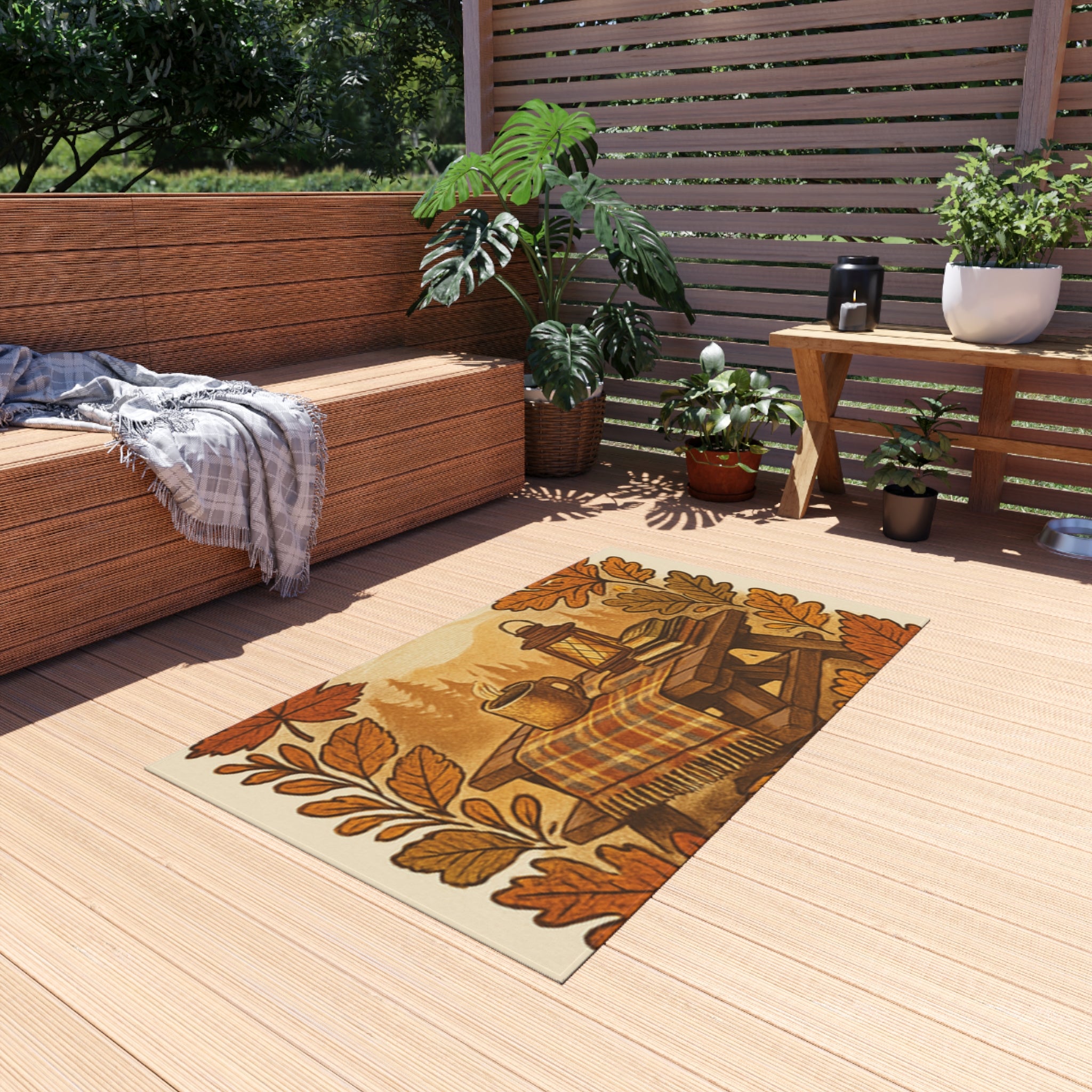 Autumn Outdoor Rug, Patio Mat, Fall Decor, Camping Mat, Outdoor Living Accents, Seasonal Home Decor