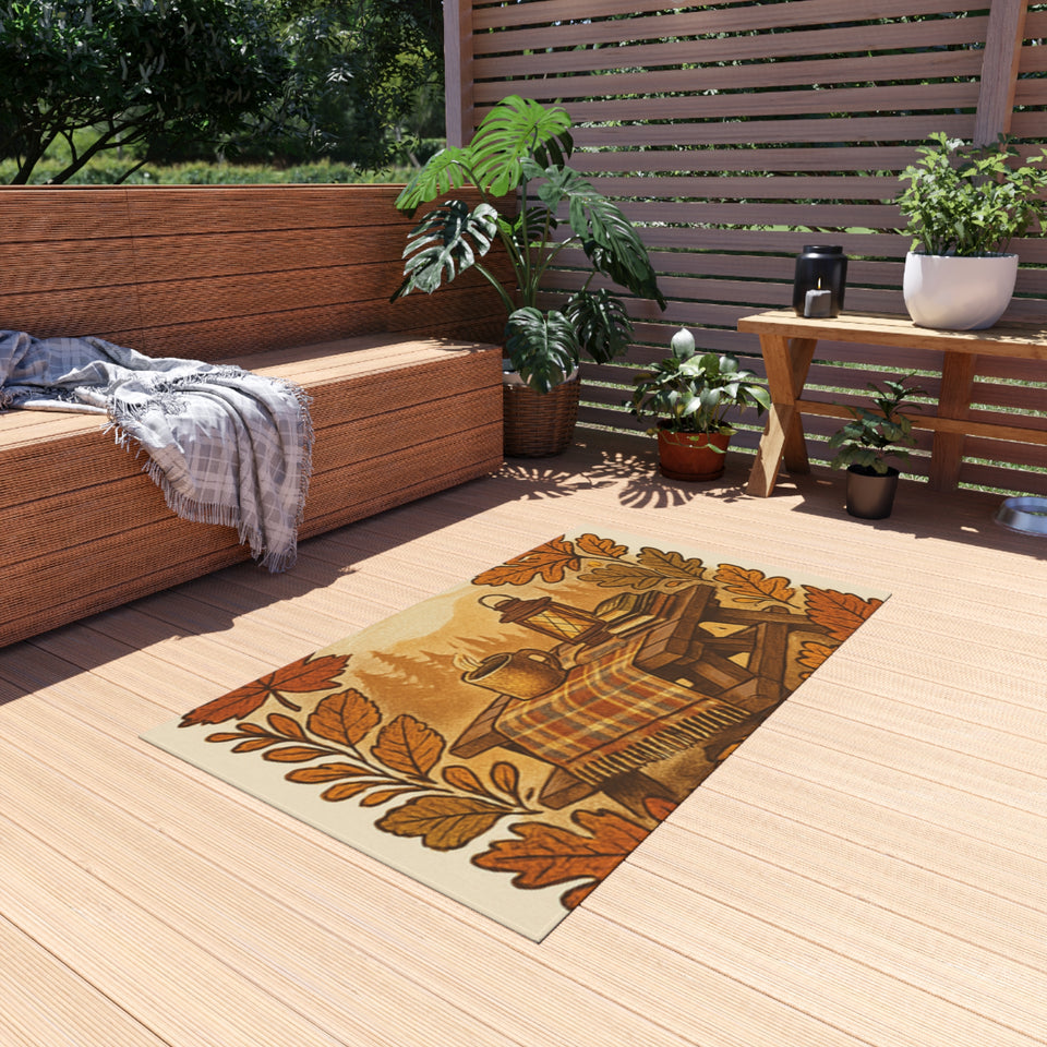 Autumn Outdoor Rug, Patio Mat, Fall Decor, Camping Mat, Outdoor Living Accents, Seasonal Home Decor