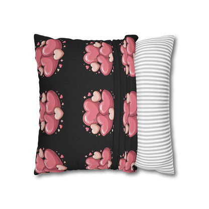 CartersLog Pink Heart Cluster Square Pillow Cover – Valentine’s Day Decorative Pillowcase