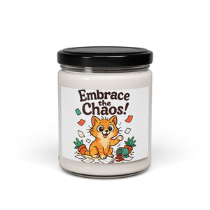 CartersLog Embrace the Chaos Cat Soy Candle – 9oz Hand-Poured, 12 Scents, Reusable Jar