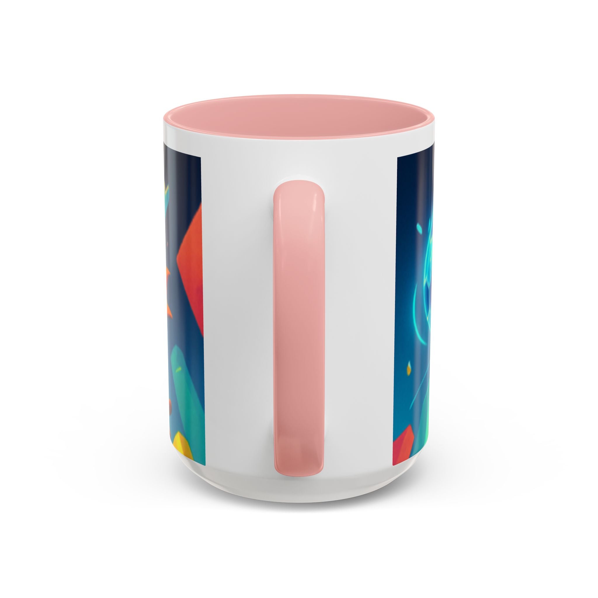 Happy Fox Space Adventure Accent Coffee Mug | Cute Fox Character, Colorful Cosmic Design
