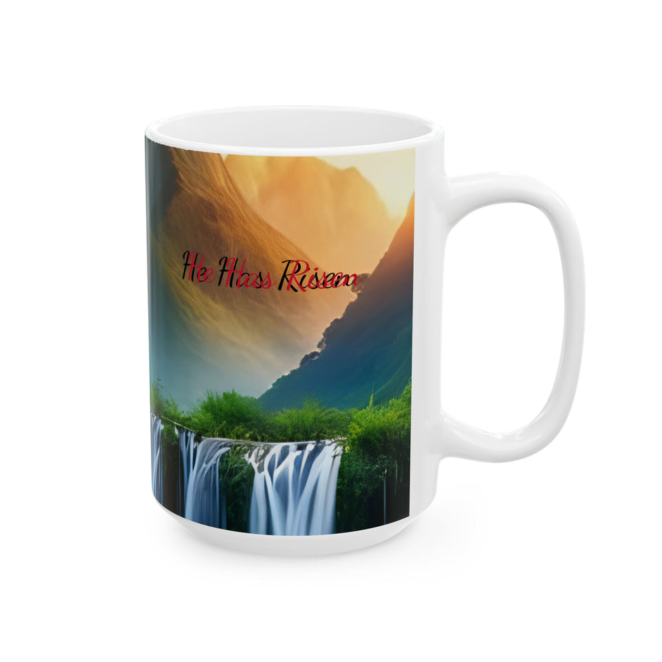 CartersLog Serene Waterfall Landscape Ceramic Coffee Mug – 11oz & 15oz Nature Art Cup
