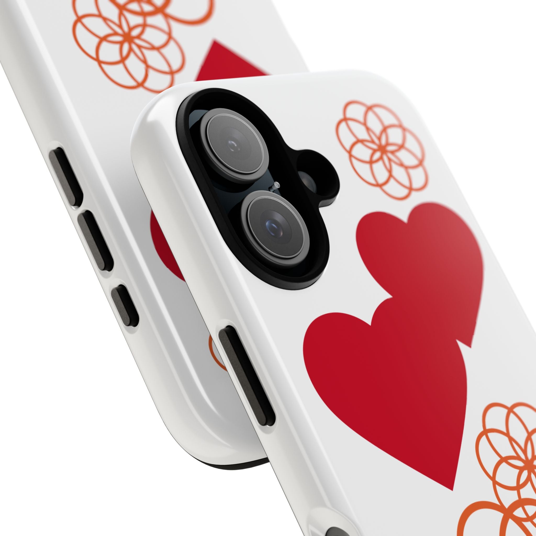 Floral Heart Pattern Phone Case | Tough Phone Cover, Spring Floral Design