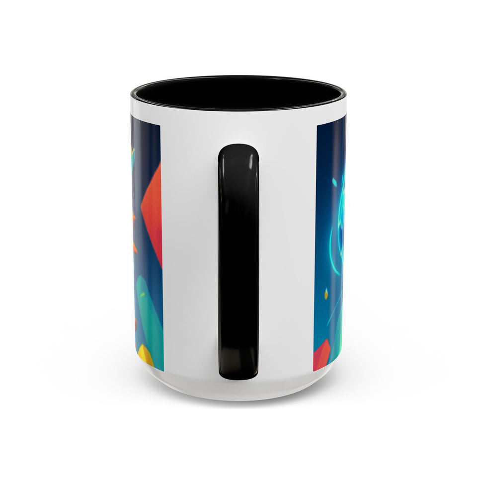 CartersLog Happy Fox Space Adventure Accent Coffee Mug – 11oz & 15oz Cute Cosmic Design