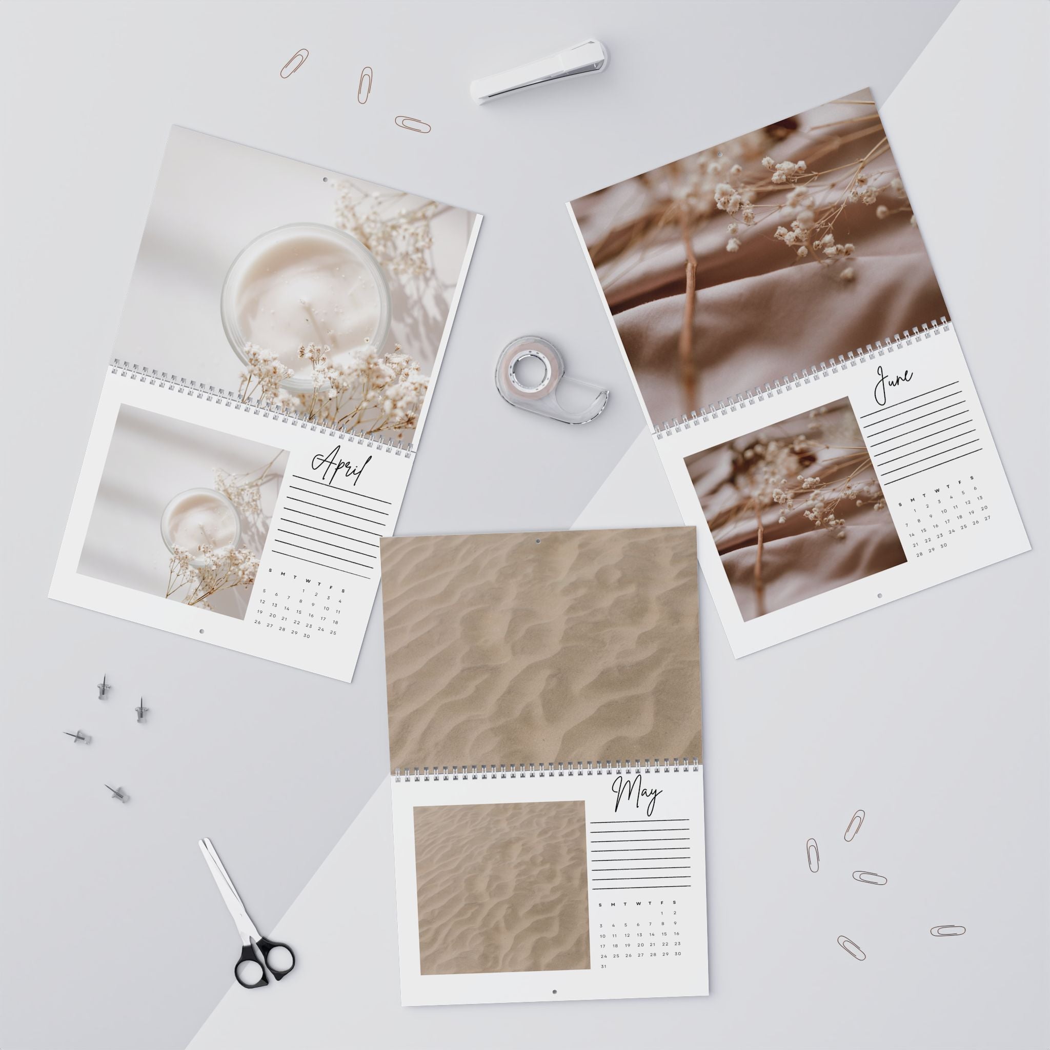 Neutral Leaf Art Wall Calendar | Monthly Planner Calendar