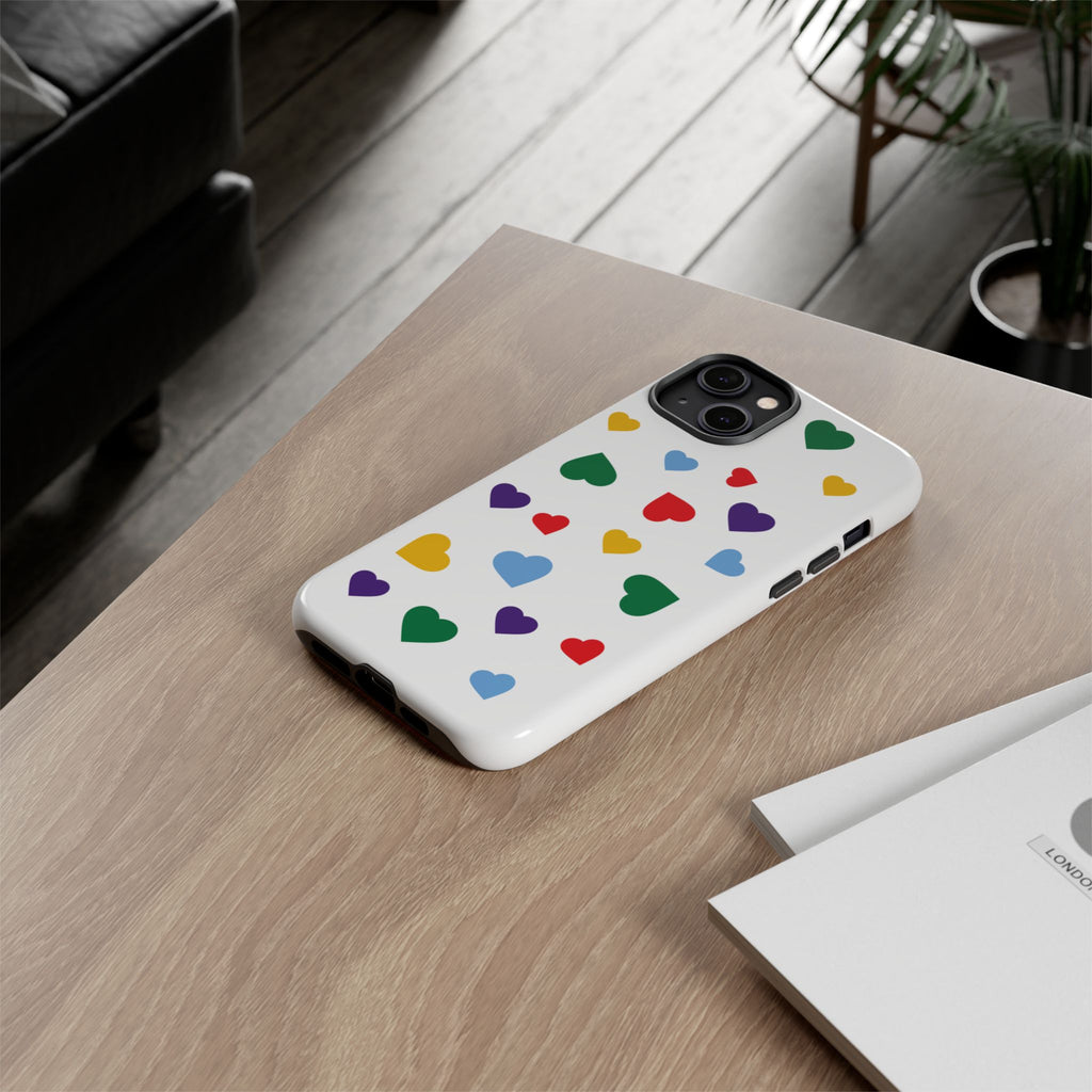 Rainbow Hearts Phone Case | Tough Cases, Spring Vibe, Trendy Accessories