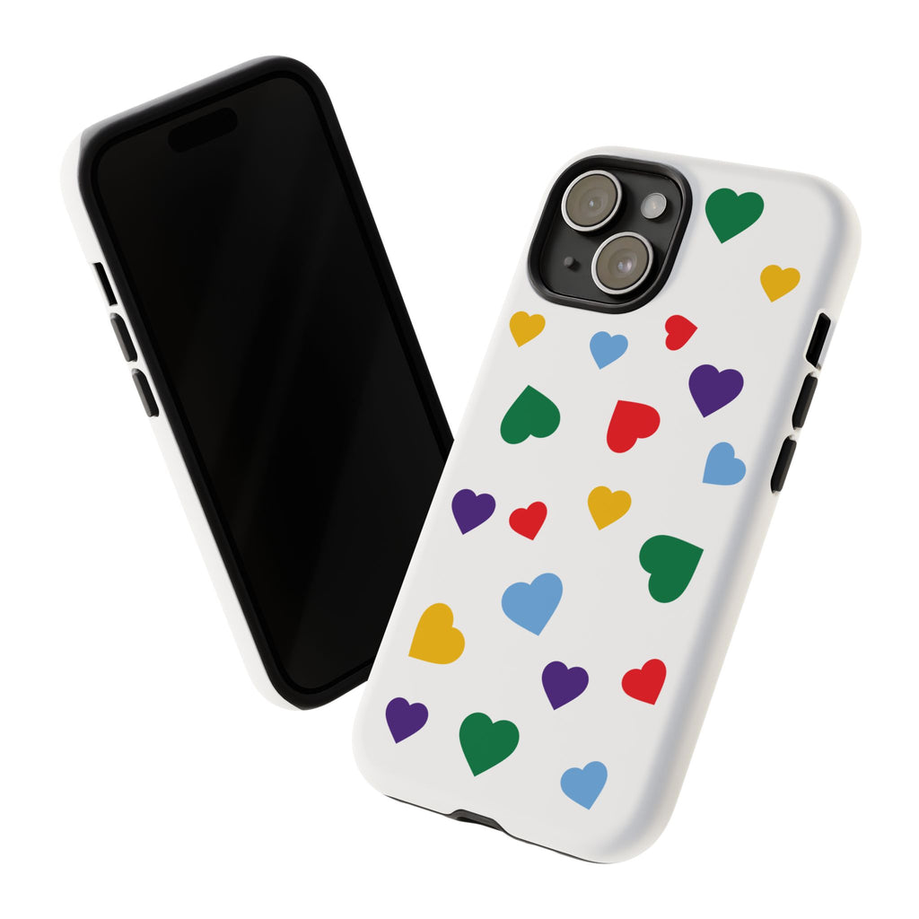 Rainbow Hearts Phone Case | Tough Cases, Spring Vibe, Trendy Accessories