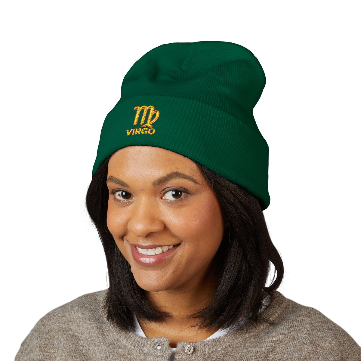 Virgo Zodiac Embroidered Cuffed Beanie