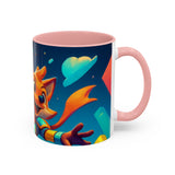CartersLog Happy Fox Space Adventure Accent Coffee Mug – 11oz & 15oz Cute Cosmic Design