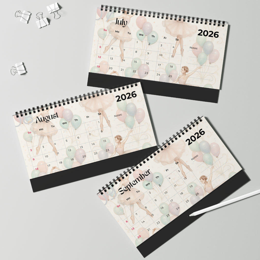 Lil Ballerina Personalized Desktop Calendar | Custom Name, Dance Theme