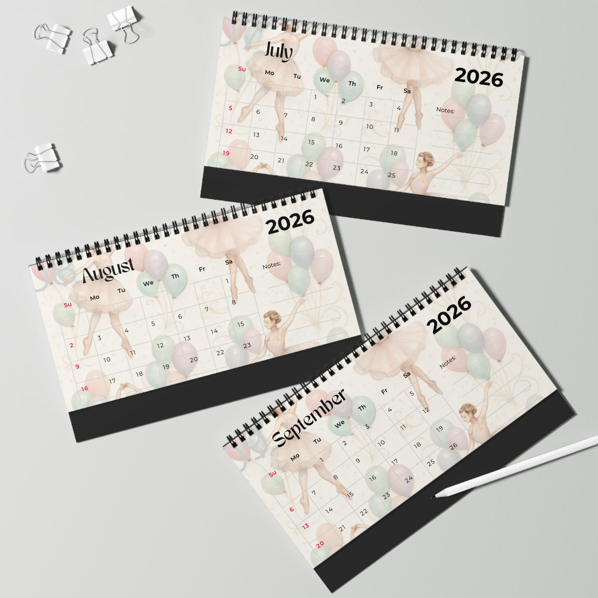 Lil Ballerina Personalized Desktop Calendar | Custom Name, Dance Theme