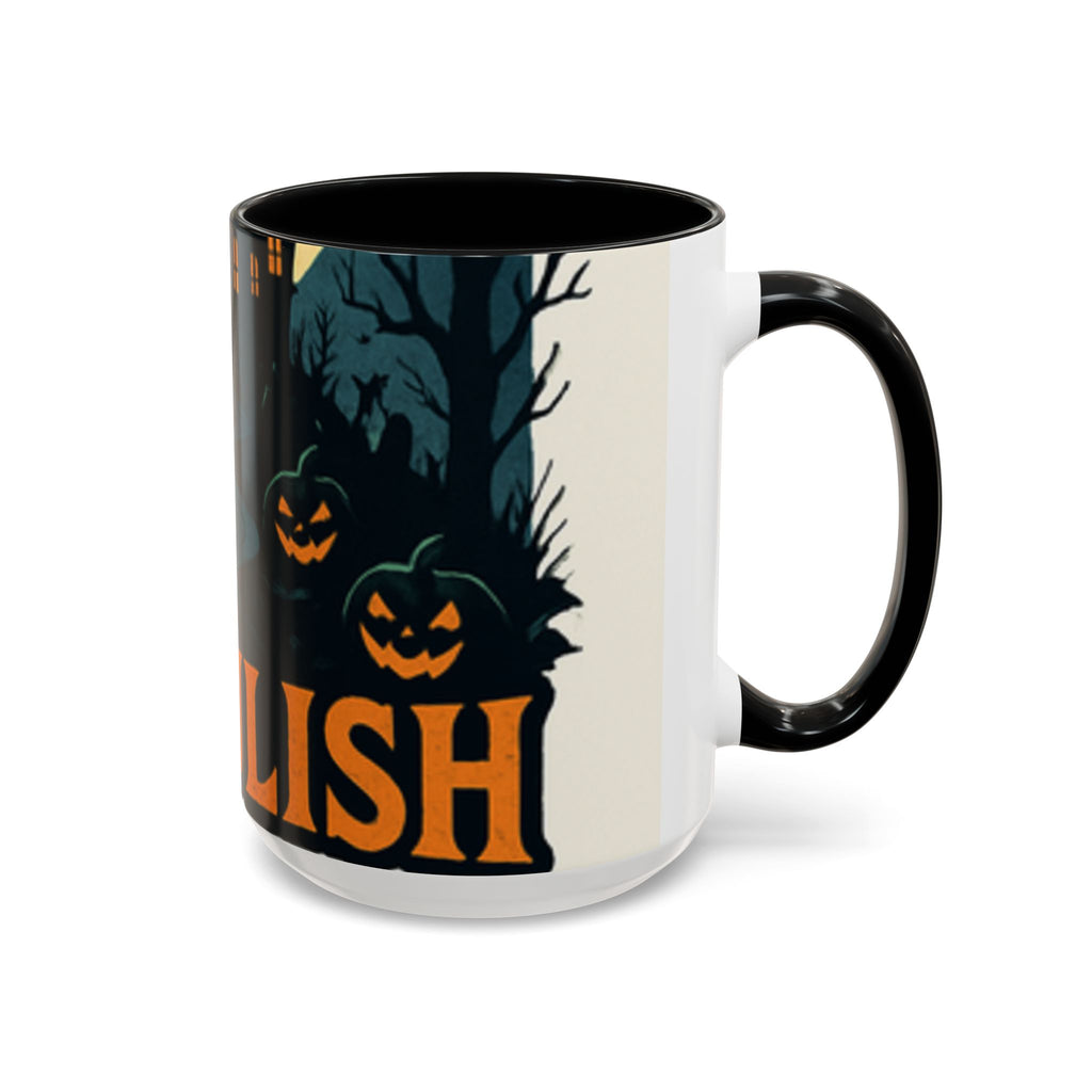 Spooky Cozy October Accent Coffee Mug — Autumn Vibe Ceramic (11/15 oz)