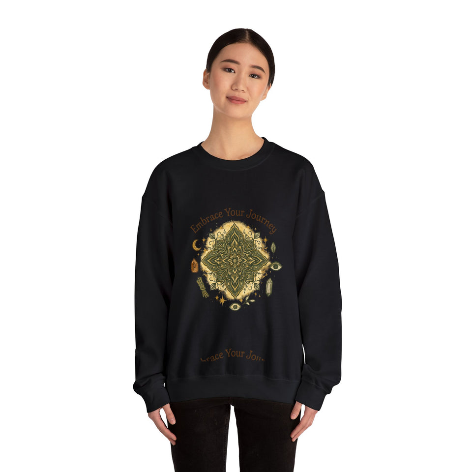 Embrace Your Journey Mandala Crewneck Sweatshirt | Boho Spiritual Meditation