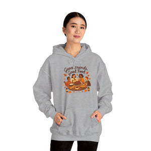 Good Friends Good Food hoodie | Group Dinner Illustration, Cozy Fall Sweatshirt