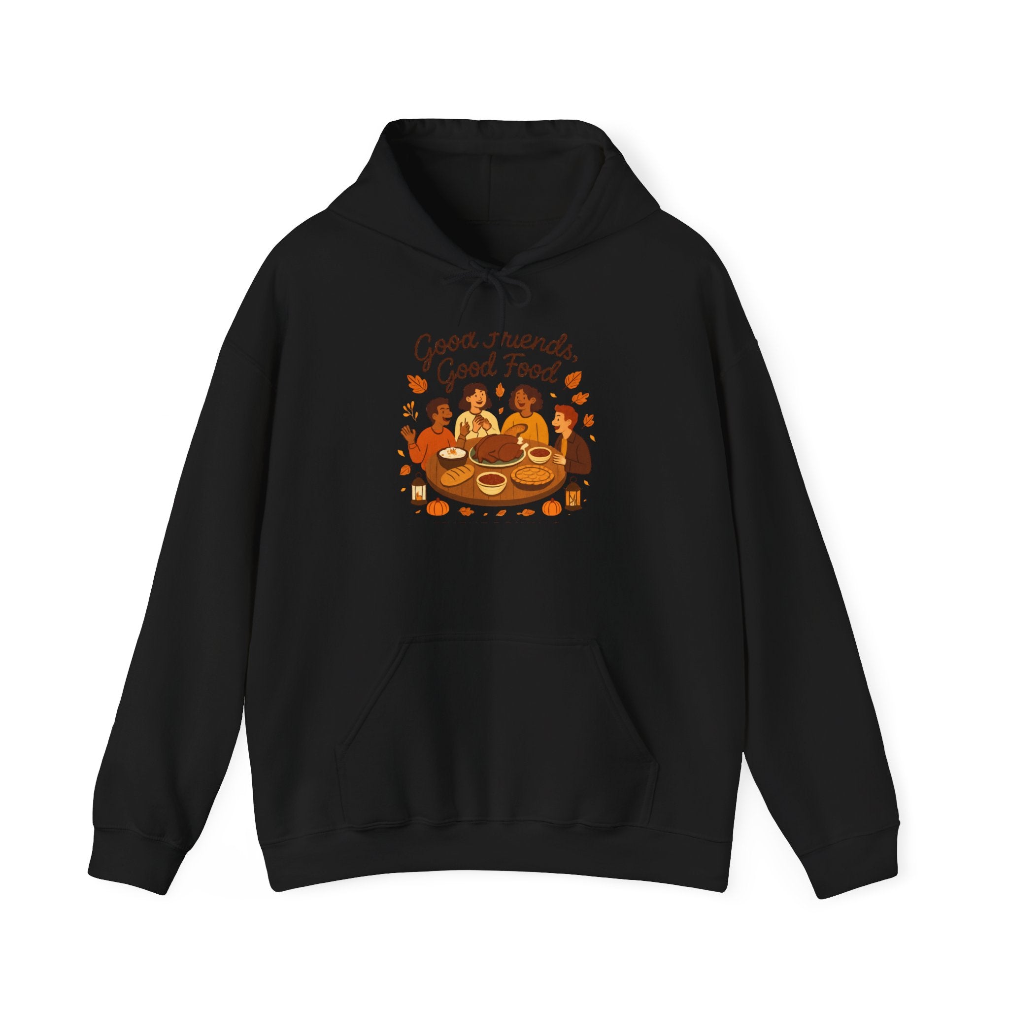 Good Friends Good Food hoodie | Group Dinner Illustration, Cozy Fall Sweatshirt