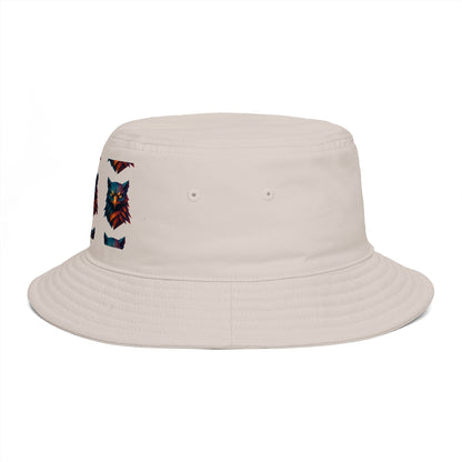 Tribal Geometric Owl Bucket Hat — Colorful Mountain Owl Face Print